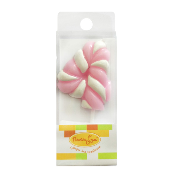 Свеча Цифра 4 Леденец розовый 4,8см Свеча Цифра 4 Леденец розовый 4,8см