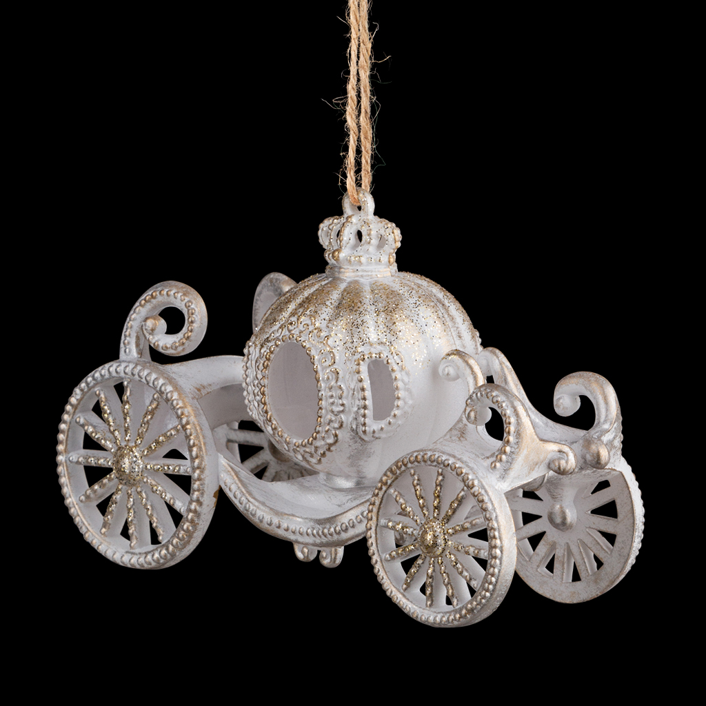 Украшение ErichKrause Decor® Карета Золушки заснеженная 12см Украшение ErichKrause Decor® Карета Золушки заснеженная 12см