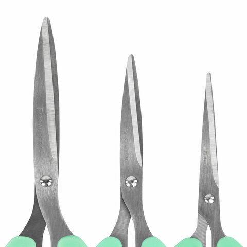 Ножницы BRAUBERG "CLASSIC PRO" 3 шт. (155, 185, 210 мм), мятные ручки, Ножницы BRAUBERG "CLASSIC PRO" 3 шт. (155, 185, 210 мм), мятные ручки,