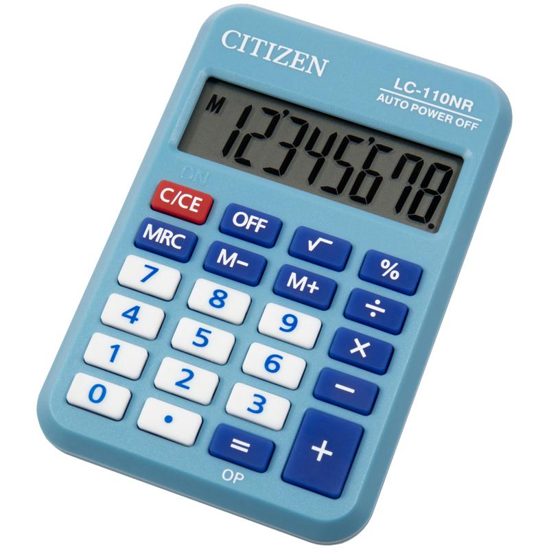 Калькулятор карманный Citizen LC-110NRBL, 8 разр., питание от батарейки, Калькулятор карманный Citizen LC-110NRBL, 8 разр., питание от батарейки,