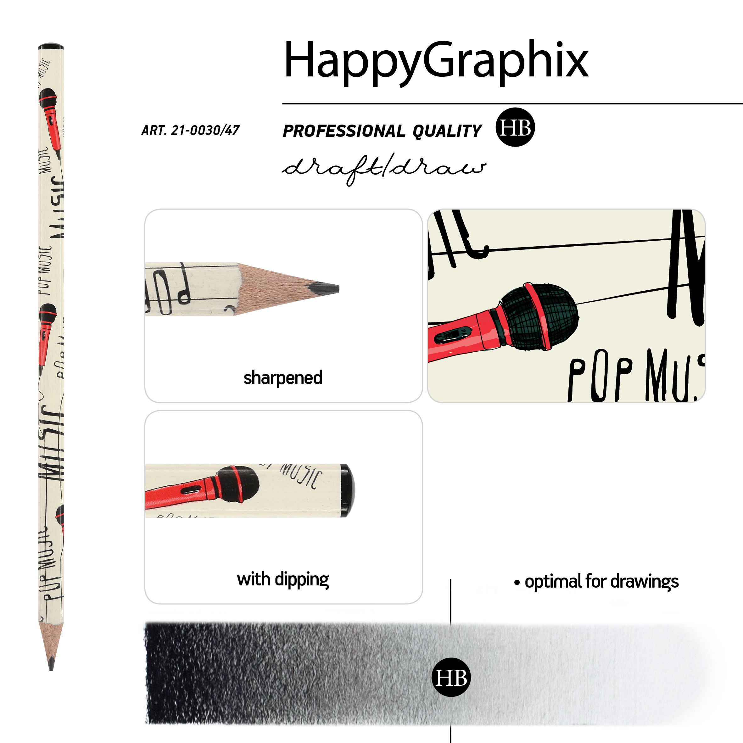 КАРАНДАШ ЧЕРНОГРАФИТОВЫЙ "HappyGraphix. Музыка. Микрофон" НВ КАРАНДАШ ЧЕРНОГРАФИТОВЫЙ "HappyGraphix. Музыка. Микрофон" НВ