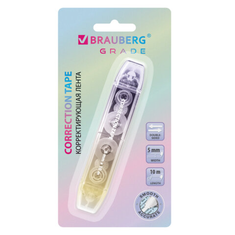 Корректирующая лента двусторонняя BRAUBERG "GRADE PASTEL", 5 мм x 10 Корректирующая лента двусторонняя BRAUBERG "GRADE PASTEL", 5 мм x 10