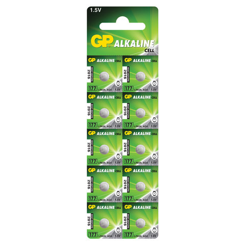 Батарейка GP Alkaline 177 (G4, LR626), алкалиновая, 1 шт., в блистере (отрывной Батарейка GP Alkaline 177 (G4, LR626), алкалиновая, 1 шт., в блистере (отрывной