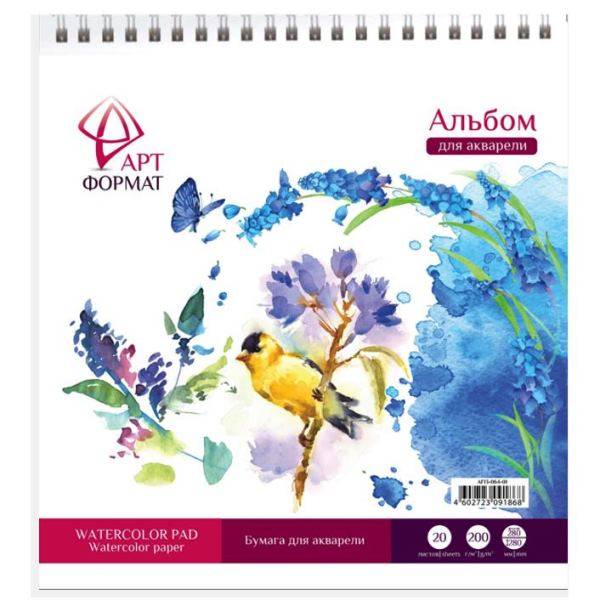 Альбом-планшет д/акварели 20 листов греб. 28х28 см жестк.подложка рисовальная Альбом-планшет д/акварели 20 листов греб. 28х28 см жестк.подложка рисовальная