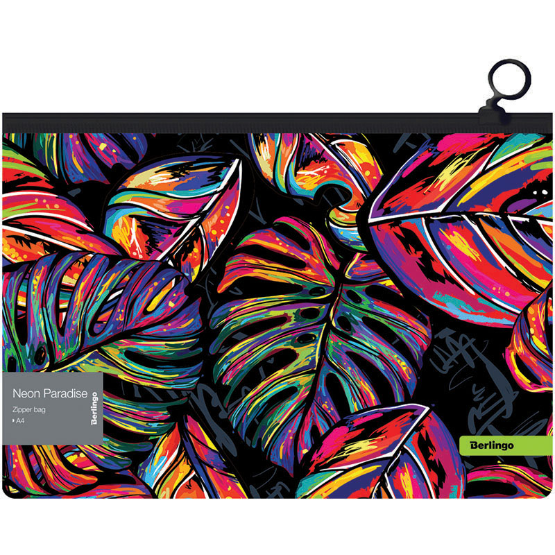 Папка-конверт на молнии Berlingo "Neon Paradise" A4, 180мкм, с Папка-конверт на молнии Berlingo "Neon Paradise" A4, 180мкм, с