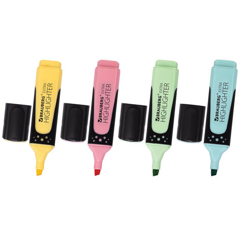 Набор текстовыделителей BRAUBERG 4 шт., АССОРТИ, "SUPER PASTEL", Набор текстовыделителей BRAUBERG 4 шт., АССОРТИ, "SUPER PASTEL",