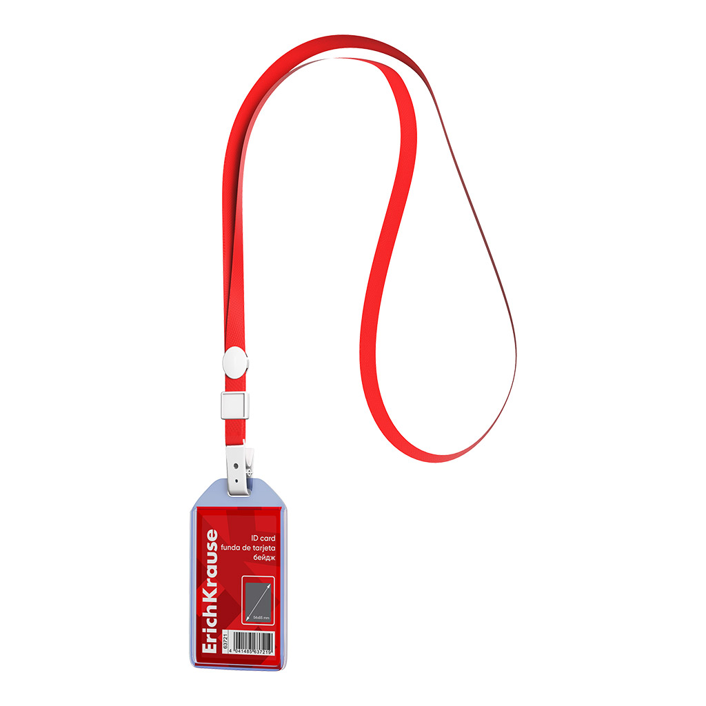 Бейдж вертикальный в комплекте с лентой ErichKrause размер вставки 54х85 мм, Бейдж вертикальный в комплекте с лентой ErichKrause размер вставки 54х85 мм,