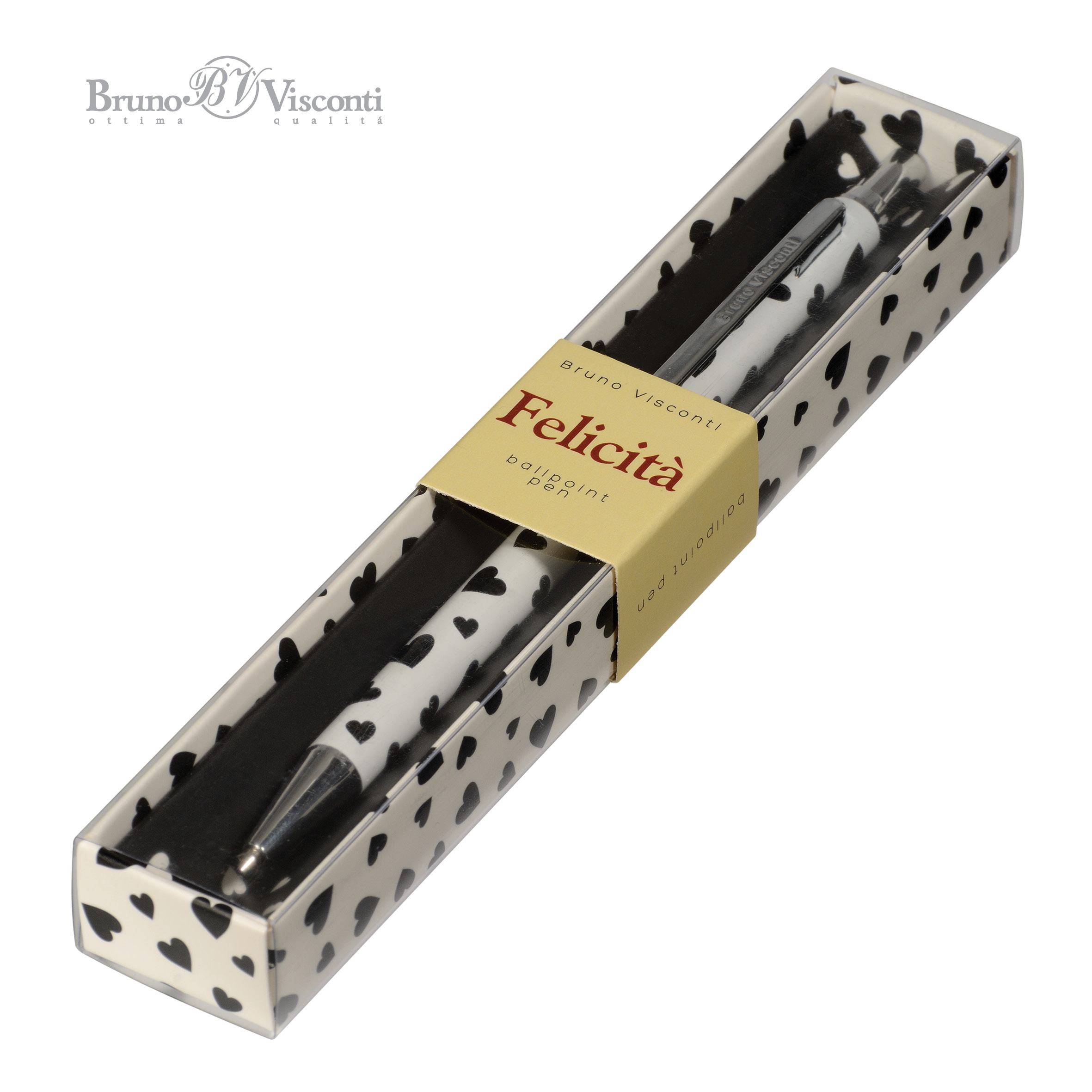 РУЧКА "Felicita.Black&White. СЕРДЕЧКИ" ШАРИКОВАЯ МЕТАЛЛИЧЕСКАЯ, РУЧКА "Felicita.Black&White. СЕРДЕЧКИ" ШАРИКОВАЯ МЕТАЛЛИЧЕСКАЯ,