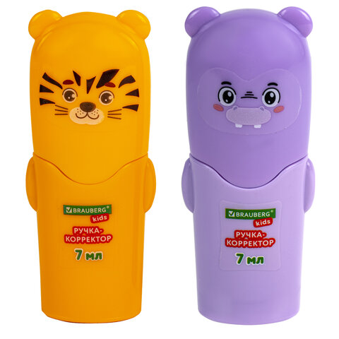Ручка-корректор BRAUBERG KIDS "ЗВЕРЯТА", 7 мл, металлический