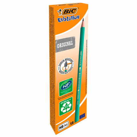 Карандаш чернографитный BIC, 1 шт., "Evolution", HB, без резинки,