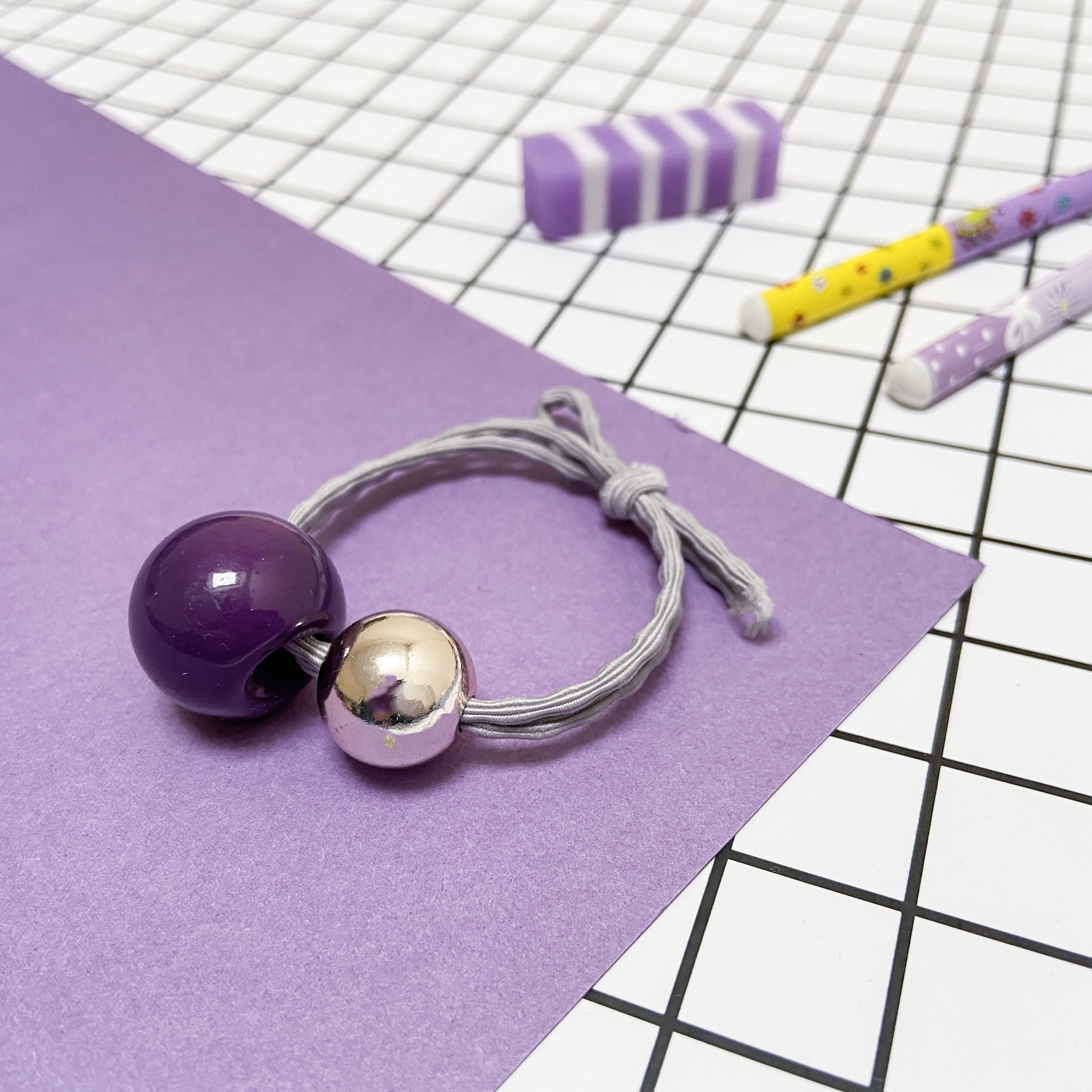 РЕЗИНКА ДЛЯ ВОЛОС "ДВА ШАРИКА. ГЛЯНЕЦ" 1 ШТ, 8 ЦВЕТОВ