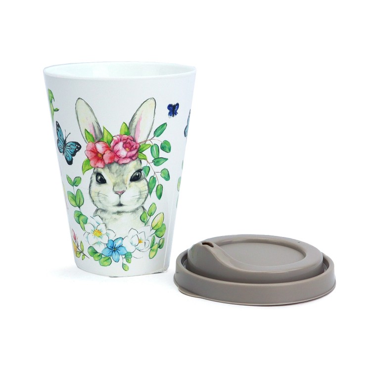 Стакан пластиковый c крышкой "Кроль-Вилль". Цветочная Зая, 420мл Стакан пластиковый c крышкой "Кроль-Вилль". Цветочная Зая, 420мл