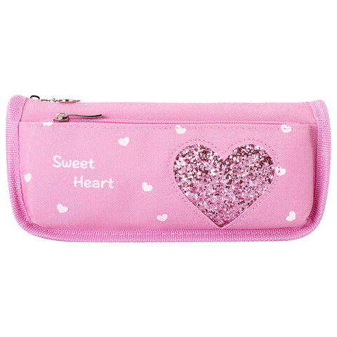 Пенал-косметичка ЮНЛАНДИЯ, 2 отделения, полиэстер, "Heart", розовый, Пенал-косметичка ЮНЛАНДИЯ, 2 отделения, полиэстер, "Heart", розовый,