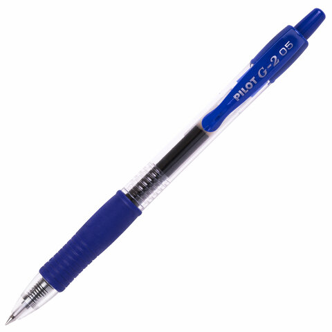 Ручка гелевая автоматическая с грипом PILOT G-2, СИНЯЯ, корпус прозрачный, узел Ручка гелевая автоматическая с грипом PILOT G-2, СИНЯЯ, корпус прозрачный, узел