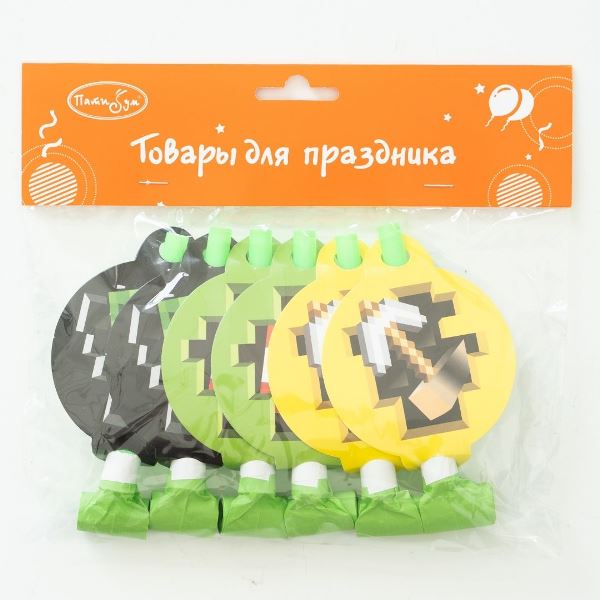 Язычок-гудок с карточкой Пиксели, 6 штук Язычок-гудок с карточкой Пиксели, 6 штук