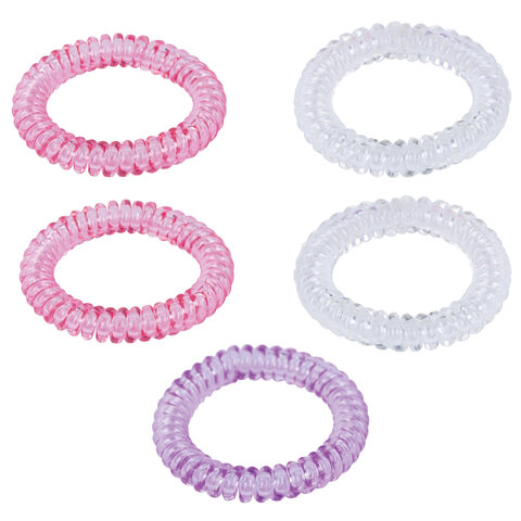 Резинки для волос НАБОР 5 шт., диаметр 2,5 см, пружинка, разные цвета, MONTE Резинки для волос НАБОР 5 шт., диаметр 2,5 см, пружинка, разные цвета, MONTE