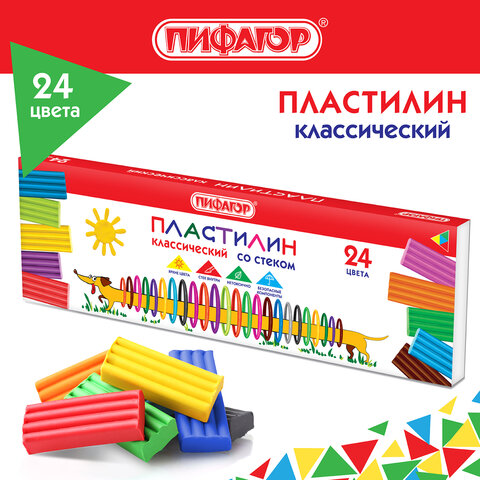 Пластилин классический ПИФАГОР "Веселая такса", 24 цвета, 360 г, СО Пластилин классический ПИФАГОР "Веселая такса", 24 цвета, 360 г, СО