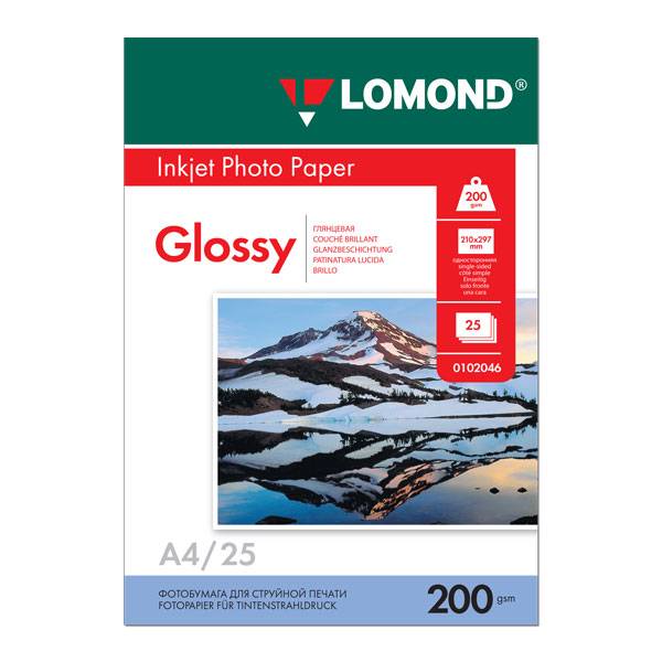 Фотобумага LOMOND 25 л. 200 г/м2 А4 глянц.: 0102046 штр.: 4607003956189 Фотобумага LOMOND 25 л. 200 г/м2 А4 глянц.: 0102046 штр.: 4607003956189