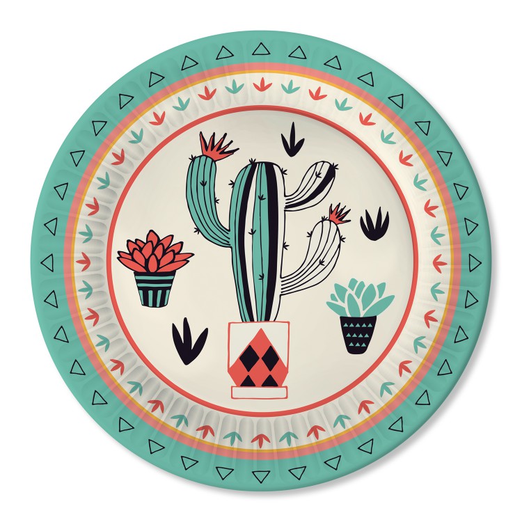 Набор бумажных тарелок Кактус-2, 6 штук d=230 мм. Набор бумажных тарелок Кактус-2, 6 штук d=230 мм.
