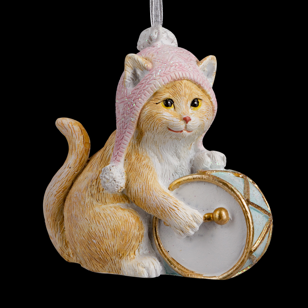 Украшение ErichKrause Decor® Котик барабанщик 6.5см Украшение ErichKrause Decor® Котик барабанщик 6.5см