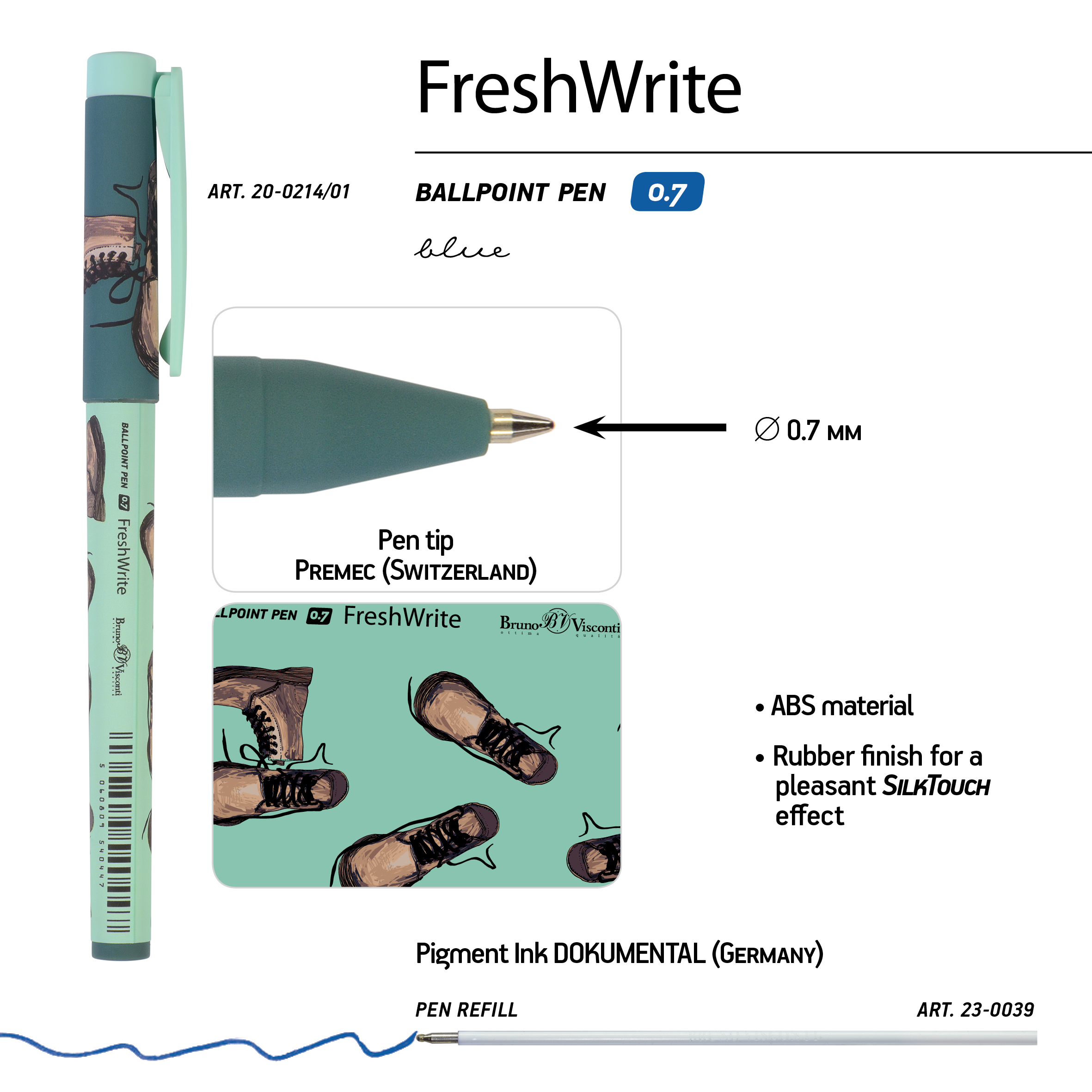 РУЧКА "FreshWrite. Boots. Зеленые ботинки", ШАРИКОВАЯ 0.7 ММ, СИНЯЯ РУЧКА "FreshWrite. Boots. Зеленые ботинки", ШАРИКОВАЯ 0.7 ММ, СИНЯЯ