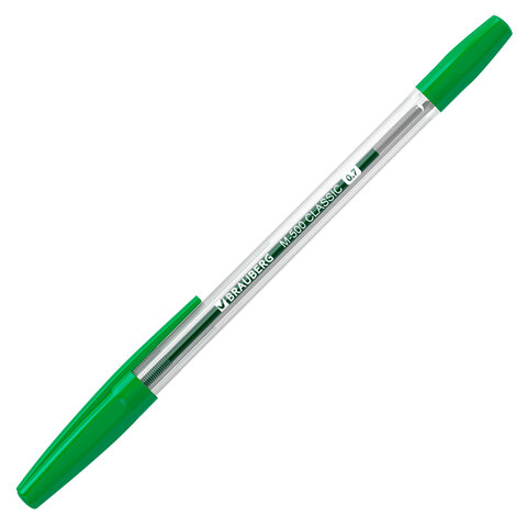 Ручка шариковая BRAUBERG "M-500 CLASSIC", ЗЕЛЕНАЯ, корпус прозрачный, Ручка шариковая BRAUBERG "M-500 CLASSIC", ЗЕЛЕНАЯ, корпус прозрачный,