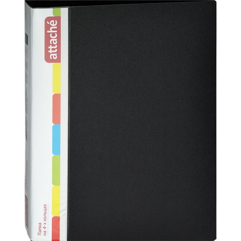 Папка на 4-х кольцах пласт. 25/32мм А4 ATTACHE F504/07 черная Р штр. Папка на 4-х кольцах пласт. 25/32мм А4 ATTACHE F504/07 черная Р штр.