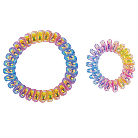 Резинки для волос НАБОР 2 шт., диаметр 5,5 и 3,5 см, пружинка, разноцветные, Резинки для волос НАБОР 2 шт., диаметр 5,5 и 3,5 см, пружинка, разноцветные,