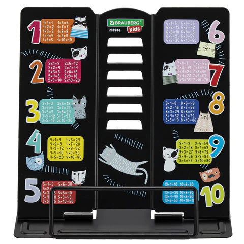 Подставка для книг BRAUBERG KIDS mini, "Cats", с таблицей умножения,