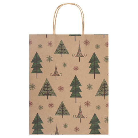 Пакет подарочный КОМПЛЕКТ 10 штук, новогодний, 26x13x32 см, "Kraft Xmas Пакет подарочный КОМПЛЕКТ 10 штук, новогодний, 26x13x32 см, "Kraft Xmas