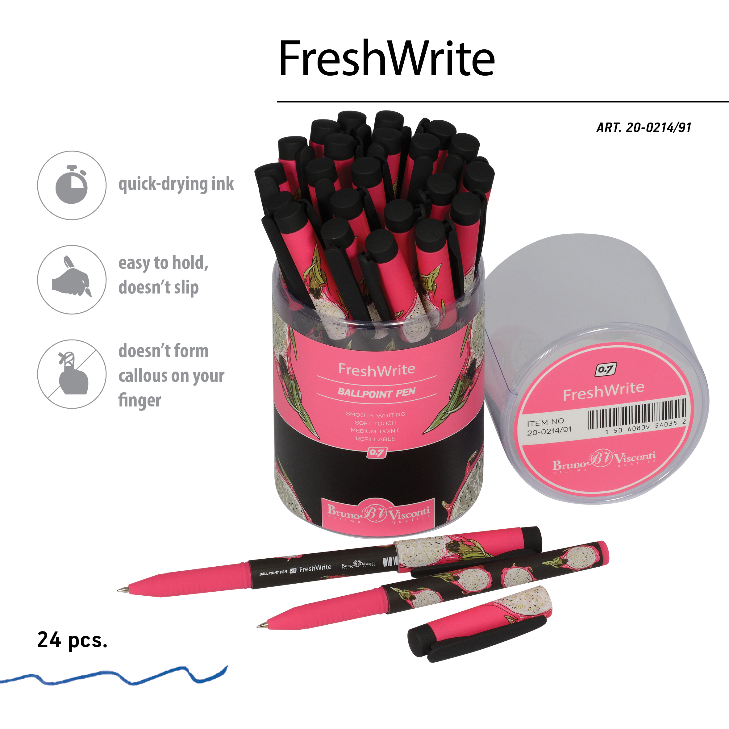 РУЧКА "FreshWrite. Fresh & fruity. Питахайя" ШАРИКОВАЯ 0.7 ММ,