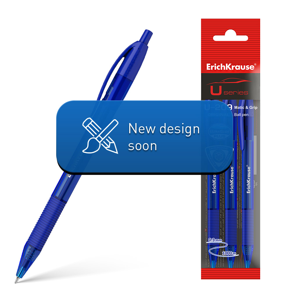 Набор из 3 ручек шариковых автоматических ErichKrause U-209 Matic&Grip Набор из 3 ручек шариковых автоматических ErichKrause U-209 Matic&Grip
