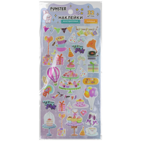 Наклейки гелевые "Акварельные мечты", 17,5х9 см, ассорти 6 видов,