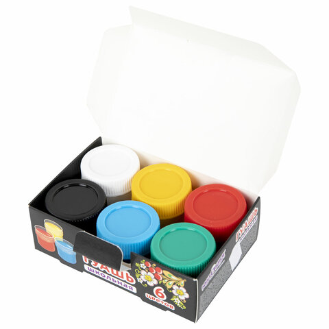 Гуашь ЮНЛАНДИЯ "ШКОЛЬНАЯ", 6 цветов по 17,5 мл, 192382 Гуашь ЮНЛАНДИЯ "ШКОЛЬНАЯ", 6 цветов по 17,5 мл, 192382