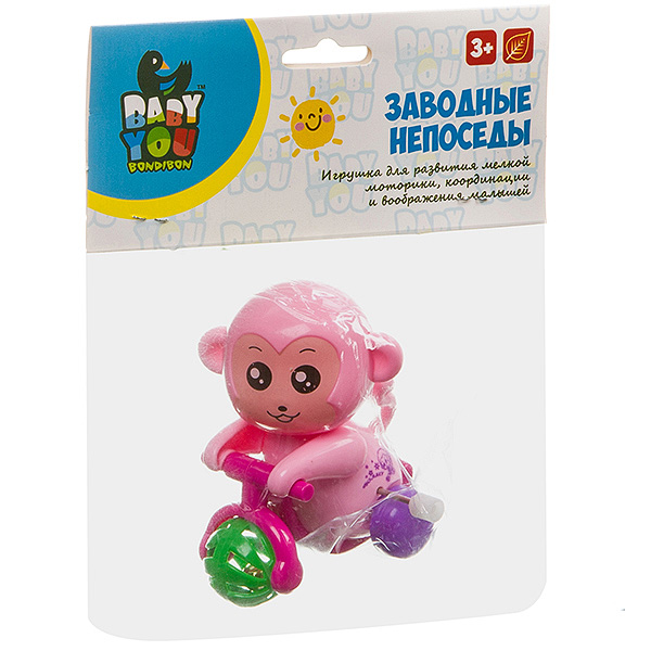 Игрушка пластиковая, заводная Bondibon, ОБЕЗЬЯНКА, в ассортименте, pvc Игрушка пластиковая, заводная Bondibon, ОБЕЗЬЯНКА, в ассортименте, pvc