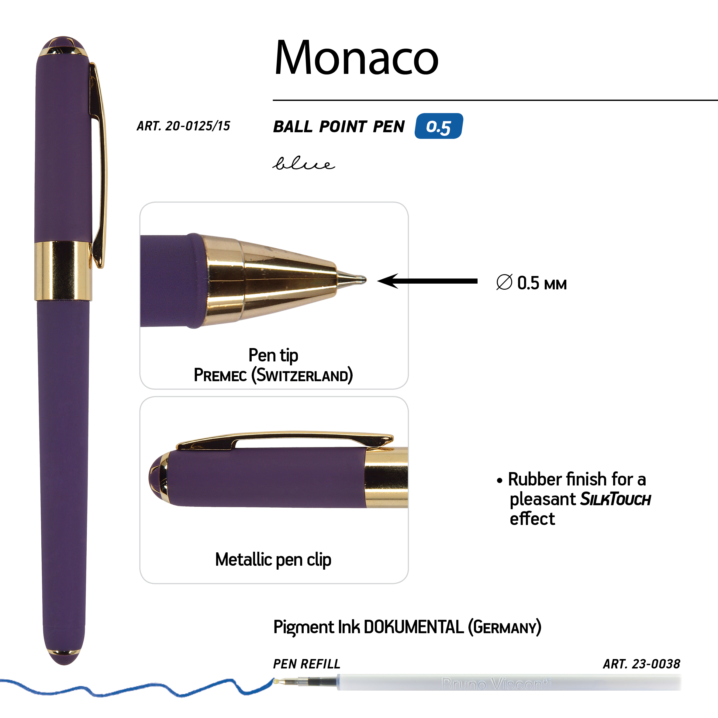 РУЧКА "MONACO" ШАРИКОВАЯ 0.5 ММ, СИНЯЯ (виноградный корпус) РУЧКА "MONACO" ШАРИКОВАЯ 0.5 ММ, СИНЯЯ (виноградный корпус)