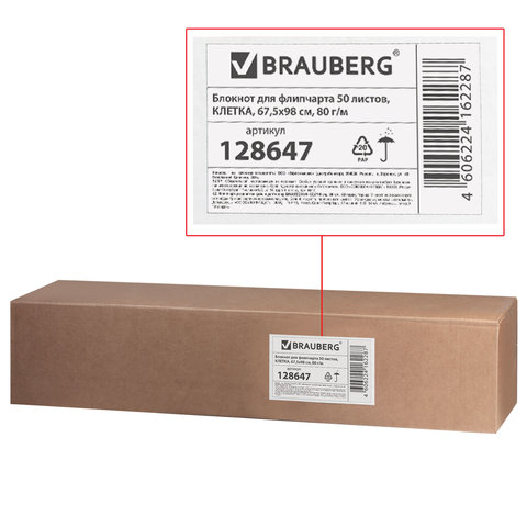 Блокнот для флипчарта BRAUBERG, 50 листов, клетка, 67,5х98 см, 80 г/м2, 128647 Блокнот для флипчарта BRAUBERG, 50 листов, клетка, 67,5х98 см, 80 г/м2, 128647