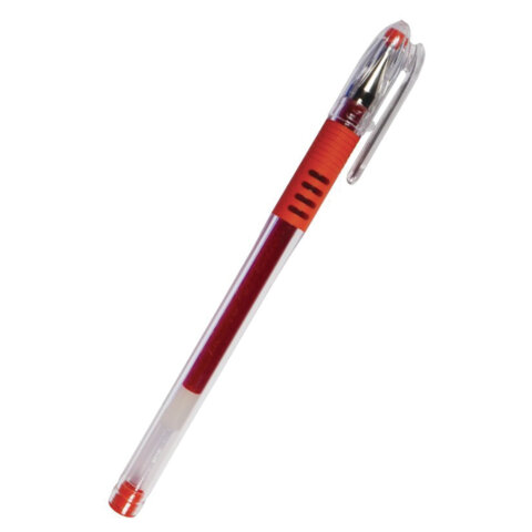 Ручка гелевая с грипом PILOT "G-1 Grip", КРАСНАЯ, корпус прозрачный,
