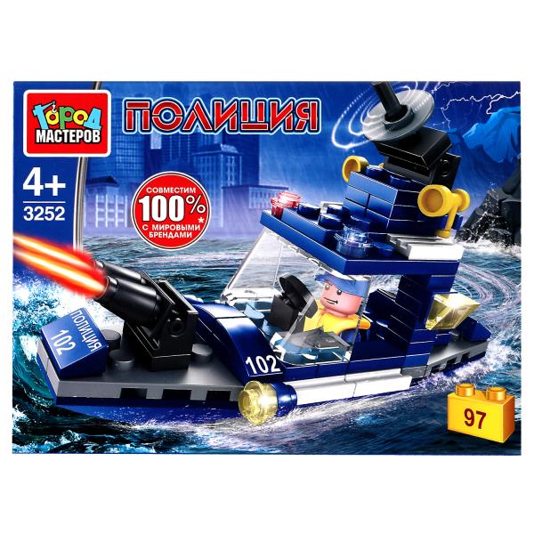 Конструктор ПОЛИЦЕЙСКИЙ катер, 97 дет. Город мастеров Конструктор ПОЛИЦЕЙСКИЙ катер, 97 дет. Город мастеров