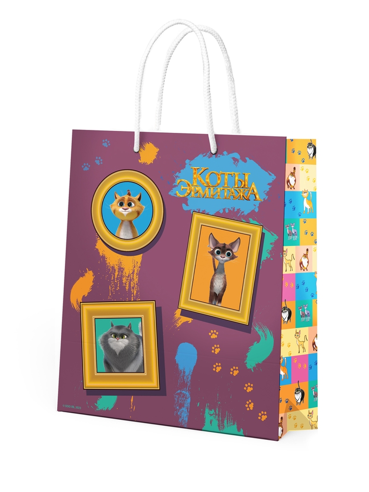 Коты Эрмитажа. Пакет подарочный "Портреты", 335*406*155 мм. Коты Эрмитажа. Пакет подарочный "Портреты", 335*406*155 мм.