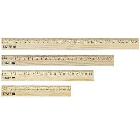 Набор деревянных линеек STAFF, 15 см, 20 см, 25 см, 30 см, канадская сосна, Набор деревянных линеек STAFF, 15 см, 20 см, 25 см, 30 см, канадская сосна,