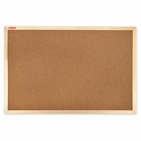 Доска пробковая для объявлений 60х90см, деревянная рамка, BRAUBERG Wood, 238311