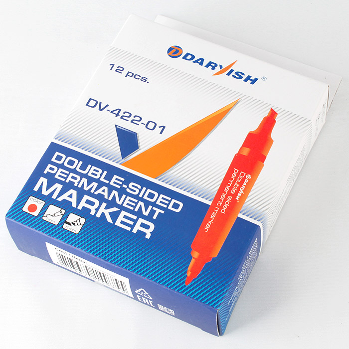 Маркер-перманент 2-х сторонний "Darvish" красный Маркер-перманент 2-х сторонний "Darvish" красный