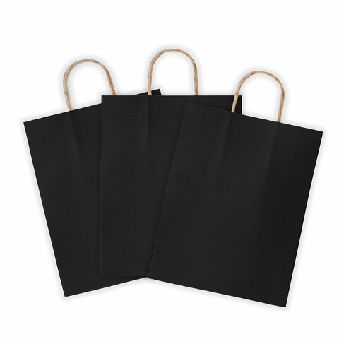 Крафт-пакет бумажный "Black" 26х15х35 см, с кручеными ручками, Крафт-пакет бумажный "Black" 26х15х35 см, с кручеными ручками,