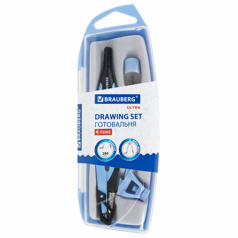 Готовальня BRAUBERG ULTRA, 4 предмета: циркуль 135 мм, запасной грифель, Готовальня BRAUBERG ULTRA, 4 предмета: циркуль 135 мм, запасной грифель,