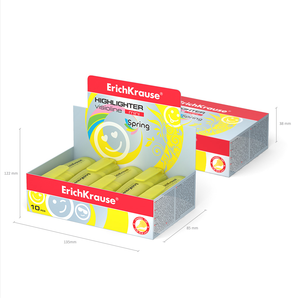 Текстмаркер ErichKrause® Visioline Mini Spring, цвет чернил желтый (в