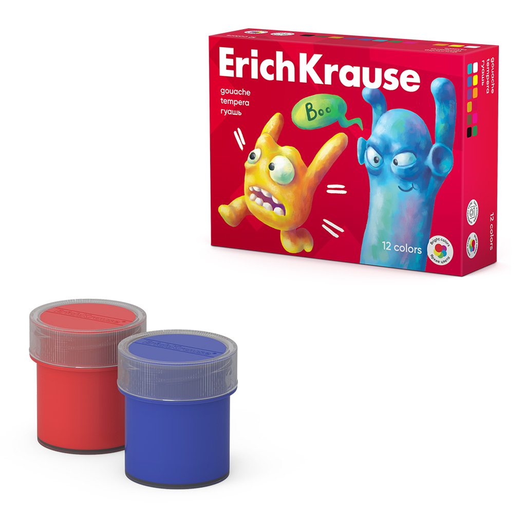 Гуашь ErichKrause Jolly Friends 12 цветов по 20 мл (в коробке 12 штук) Гуашь ErichKrause Jolly Friends 12 цветов по 20 мл (в коробке 12 штук)