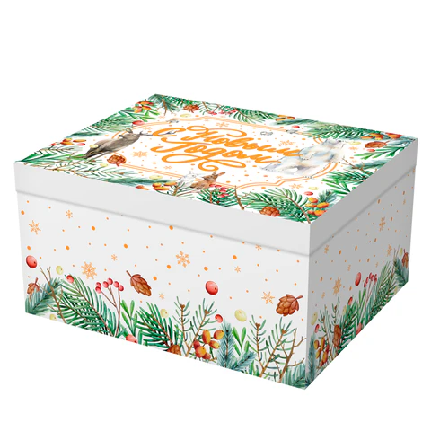 Коробка самосборная подарочная новогодняя (1 шт.), 31,2х25,6х16,1 см, с