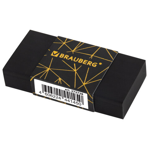 Ластик BRAUBERG "GOLDEN BLACK", 50х24х10 мм, прямоугольный, картонный