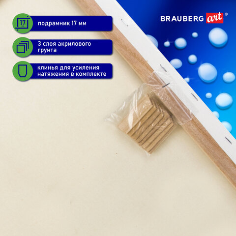 Холст на подрамнике акварельный BRAUBERG ART CLASSIC, 20х30 см, 240 г/м2, 100%